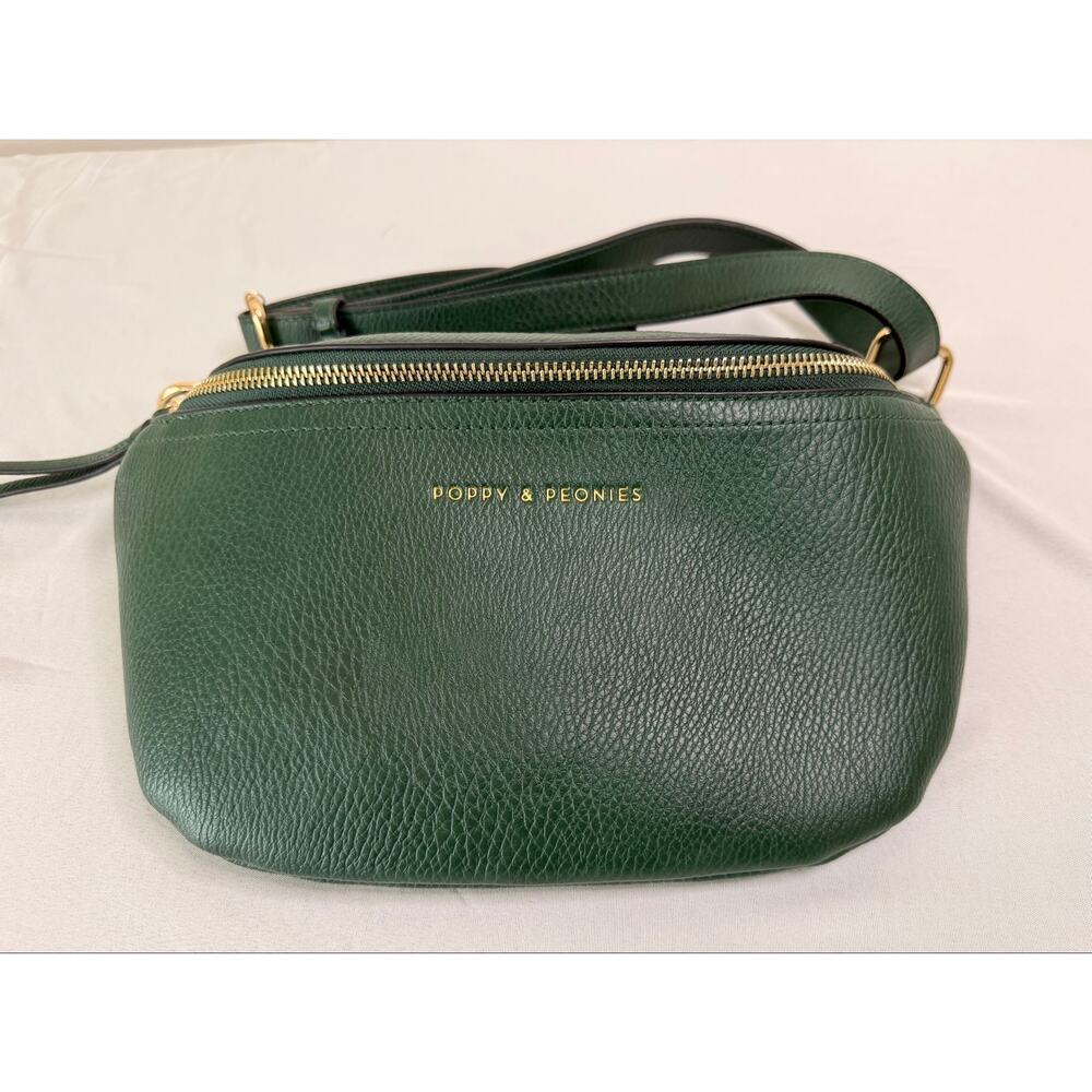 Poppy & Peonies Sidekick Heritage Green Belt Bag Large Crossbody Sling Bag